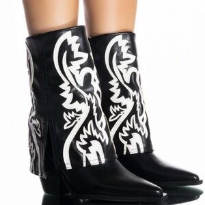 Elegant Black and White Ankle Booties